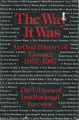 cover image The Way It Was: An Oral History of Finance, 1967-1987