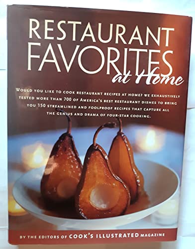 cover image Restaurant Favorites at Home: Part of ""The Best Recipe"" Series